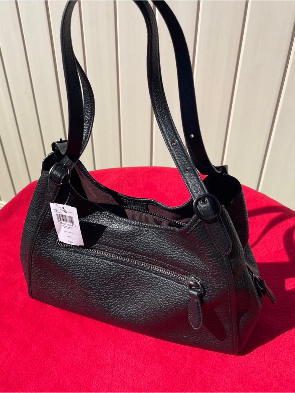 Coach Black Pebbled Leather Shoulder Bag, New with paperwork and all fluff